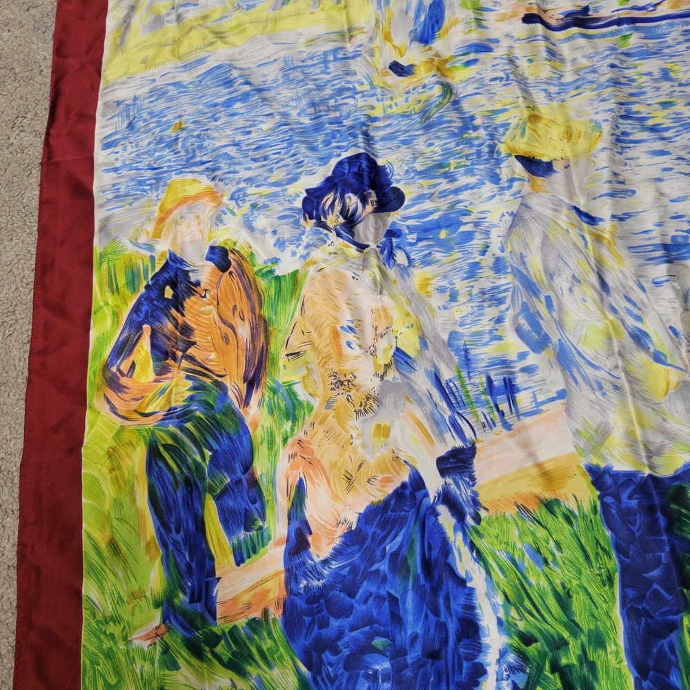 Oarsmen at Chatou 100%‎ Silk Fine Art Scarf Auguste Renoir 34x34 Square - Picture 2 of 5